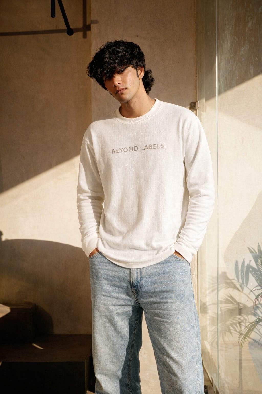 Waffle-Men Oversized Full Sleeve Tee